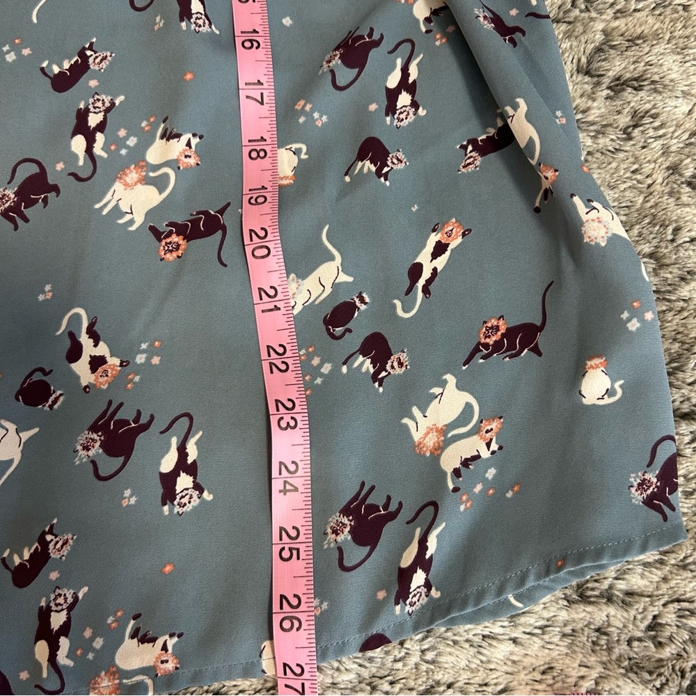ModCloth Cat Print Sleeveless Keyhole Blouse 2X Whimsical Cat Lady Cat Lover - Picture 9 of 12